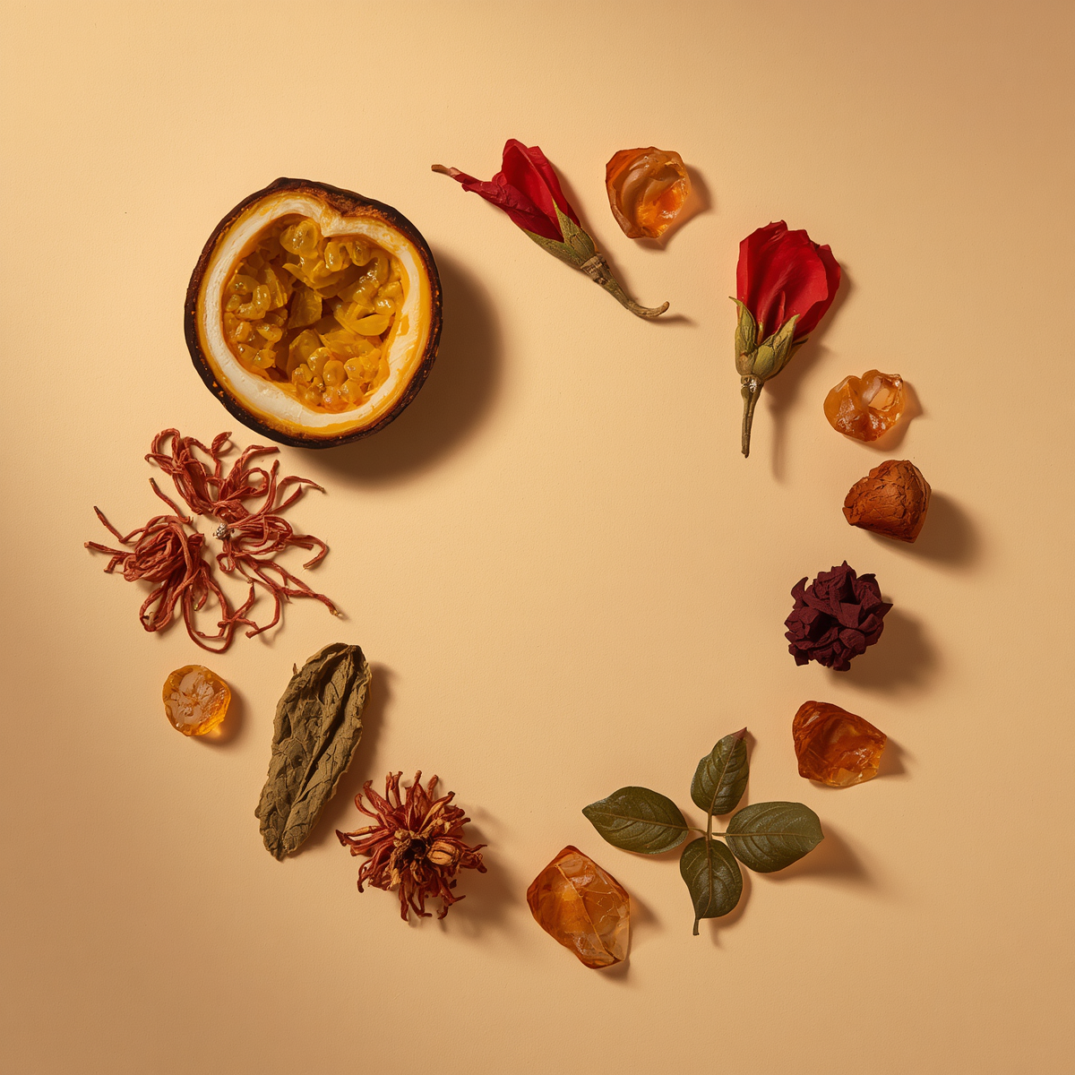 Monarch Extrait de Parfum ingredients - Raspberry, Saffron, Cardamom, Rose, Amber