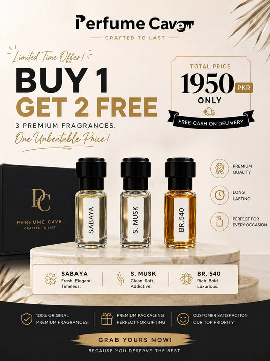 Perfume Cave Signature Attar Trio set of three 6ml alcohol-free attar oils